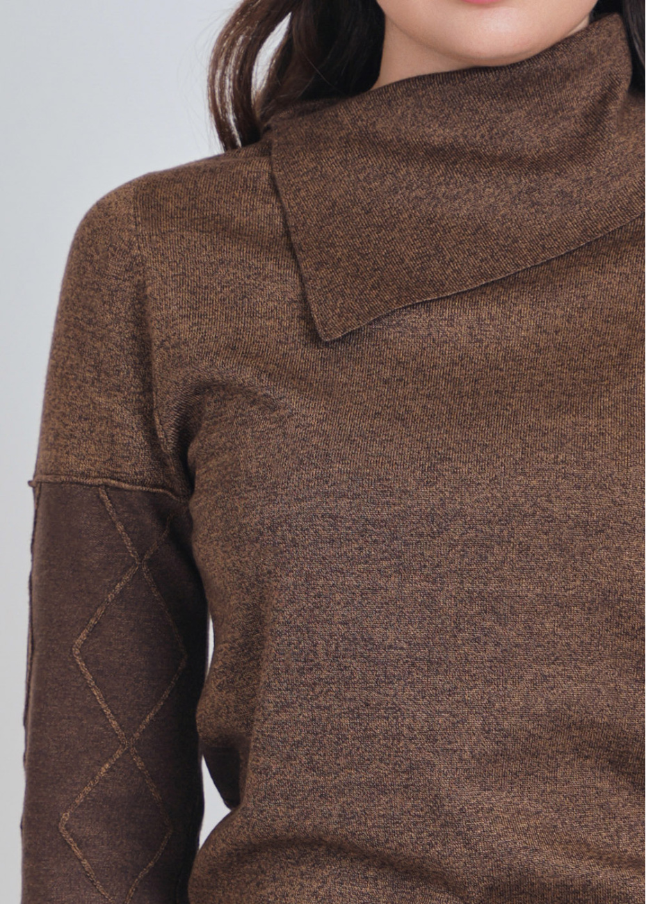 Camel Knit Sweater with Unique Features Modest Women Clothing YAL